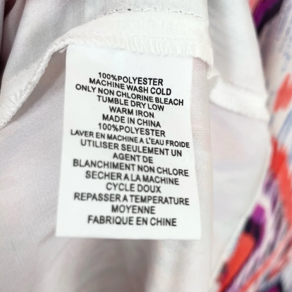 Trina Turk Mao Printed Purple Pink Smocked Midi Dress Mock Neck Sleeveless 4